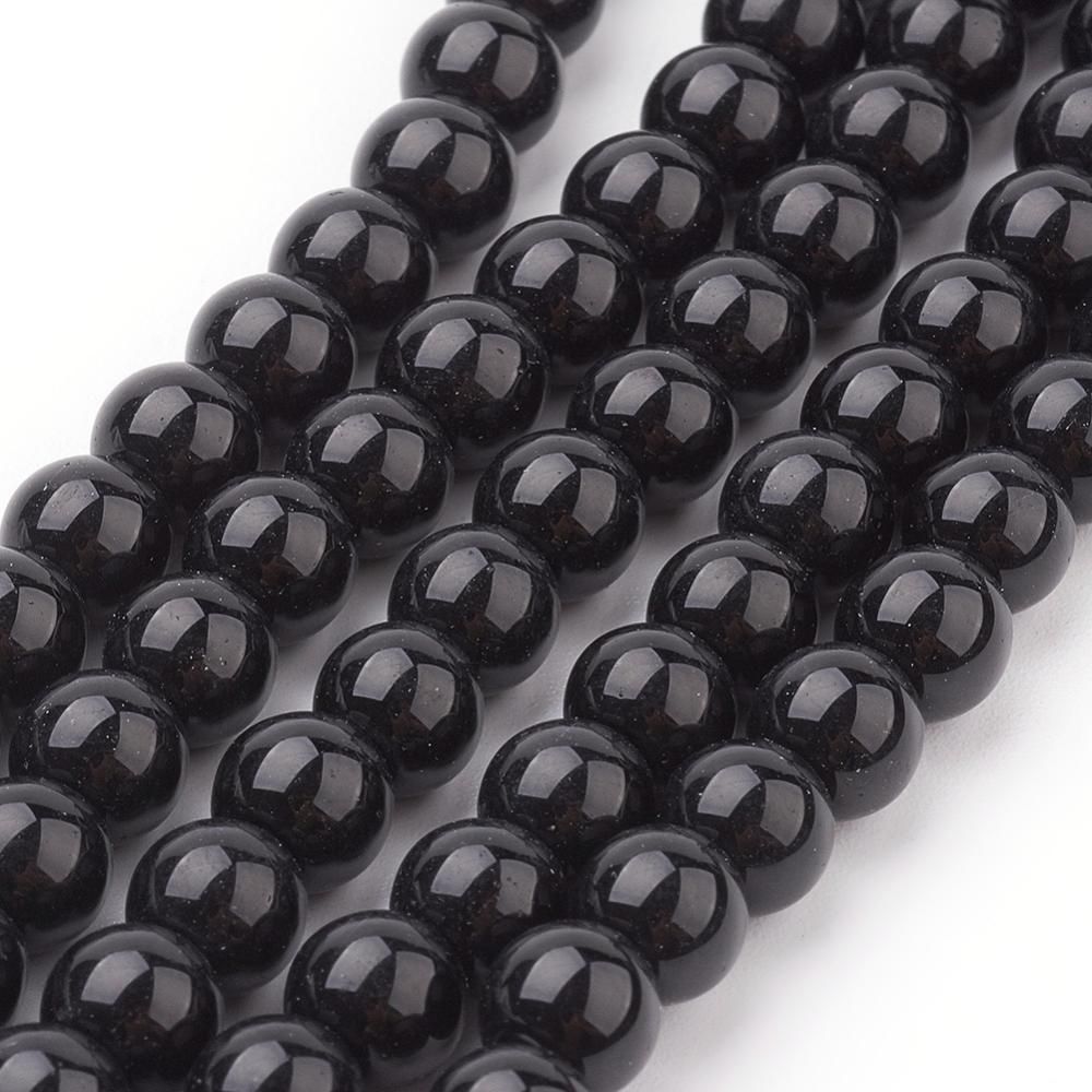 Glass Pearl Beads Strands, Pearlized, Round, Black, 6mm, Hole: 1mm, about 140pcs/strand