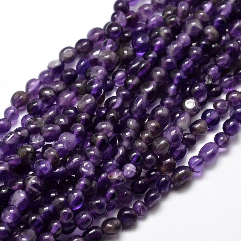 Natural Amethyst Nuggets Beads Strands, Smooth Tumbled Stone, 5~10x6~7x3~7mm, hole: 1mm, about 14.9 inch~15.7 inch