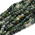 Natural Moss Agate Nuggets Beads Strands, Tumbled Stone, 5~10x6~7x3~7mm, hole: 1mm