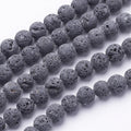 Unwaxed Natural Lava Rock Bead Strands, Round, 4mm, Hole: 1mm, about 86~88pcs/strand, 15.5 inch