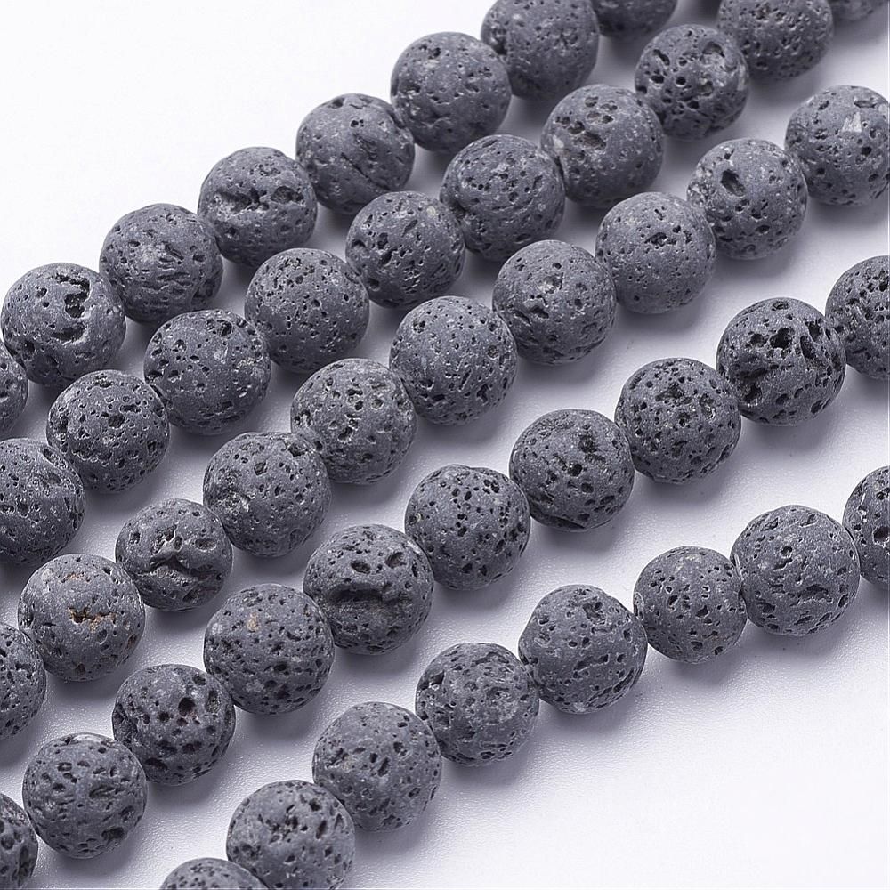 Unwaxed Natural Lava Rock Bead Strands, Round, 4mm, Hole: 1mm, about 86~88pcs/strand, 15.5 inch