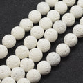 Unwaxed Natural Lava Rock Beads Strands, Round, White, 5mm, Hole: 1mm, about 88pcs/strand, 14.9 inch~15.3 inch