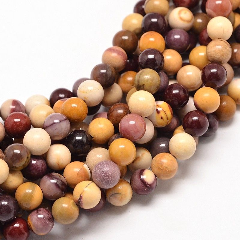 Natural Mookaite Round Bead Strands, 15 inch