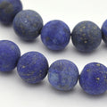 Natural Lapis Lazuli Round Beads Strands, Frosted strand, 15.3 inch