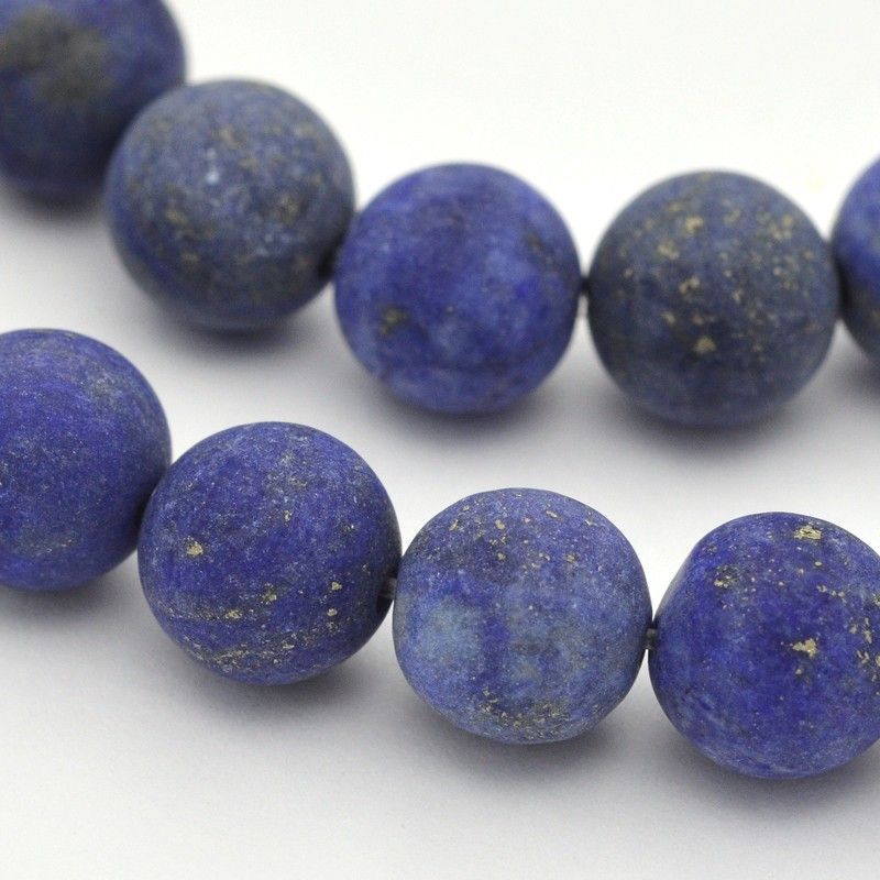 Natural Lapis Lazuli Round Beads Strands, Frosted strand, 15.3 inch