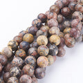 Natural Leopard Skin Jasper Round Bead Strands, 4mm, Hole: 1mm, about 98pcs/strand, 15 inch