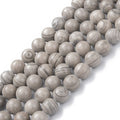 Natural Silver Line Jasper Beads Strands, Round, 8mm, Hole: 1.2mm, about 47pcs/strand, 15 inch