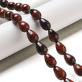 Natural Mahogany Obsidian Beads Strands, Teardrop, 12x8mm, Hole: 1.2mm, about 33~34pcs/strand, 15.16~16.54''(38.5~42cm)