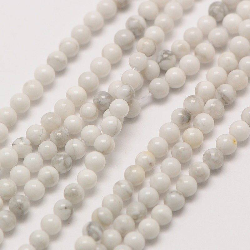 Natural Howlite Round Bead Strands, 2mm, Hole: 0.8mm, about 184pcs/strand