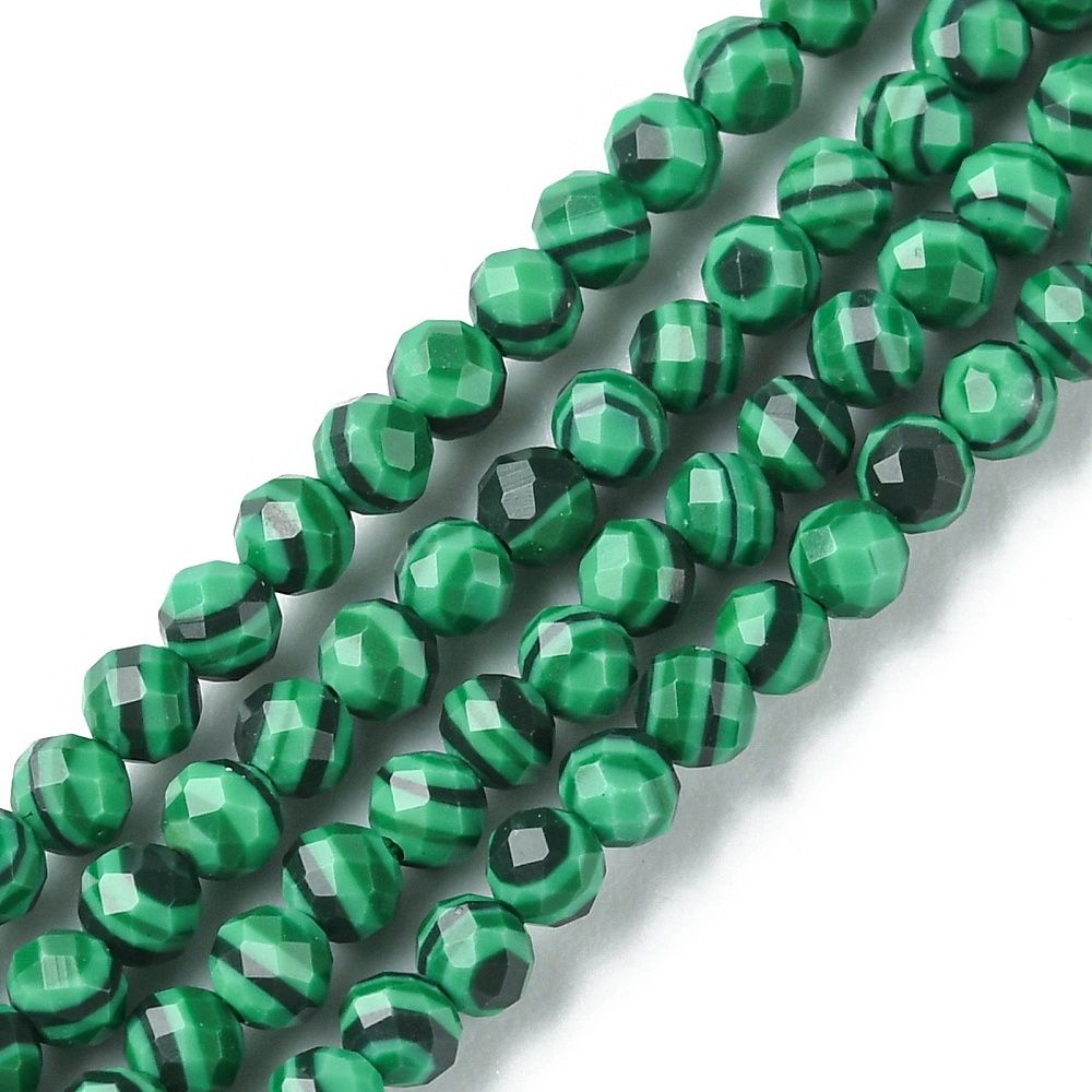 Synthetic Malachite Beads Strands, Faceted, Round, 2mm, Hole: 0.7mm, about 204pcs/strand, 15.16 inch(38.5cm)