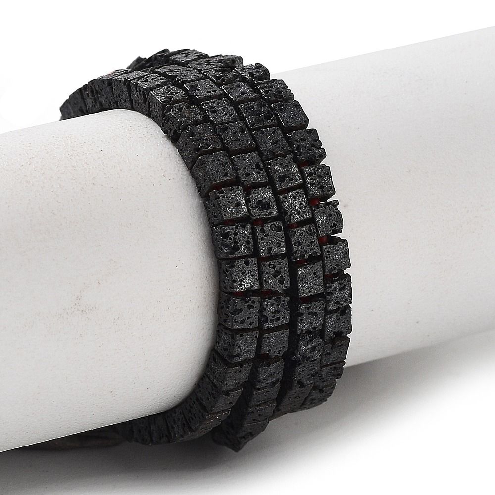 Natural Lava Rock Beads Strands, Frosted, Cube, 2~2.5x2~2.5x2~2.5mm, Hole: 0.8mm, about 176pcs/strand, 15.75''(40cm)