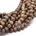 Natural Leopard Skin Jasper Round Bead Strands, 10mm, Hole: 1mm, about 39pcs/strand, 14~15 inch