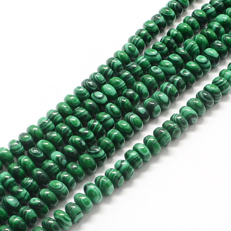 Rondelle Dyed Synthetic Malachite Bead Strands, 6~7x4~5mm, Hole: 1mm, about 93pcs/strand