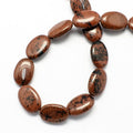 Flat Oval Gemstone Natural Mahogany Obsidian Stone Beads Strands, Sienna, 18x13x6mm, Hole: 2mm, about 22pcs/strand, 15.7 inch
