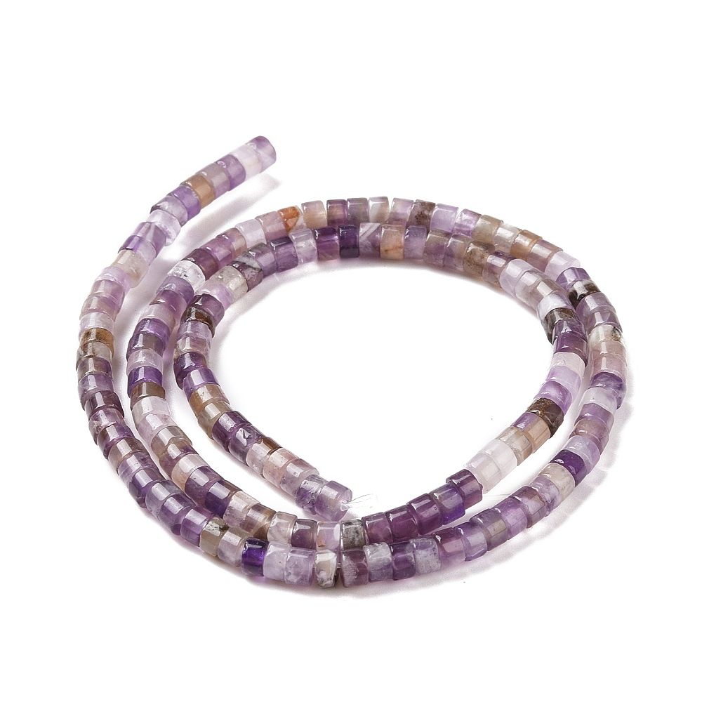 Natural Amethyst Beads Strands, Heishi Beads, Flat Round/Disc, 4x2mm, Hole: 1mm, about 165~170pcs/strand, 15.28''(38.8cm)