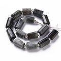 Natural Hawk's Eye Beads Strands, Eagle Eye Stone, Faceted, Column, 8~11x6~8x5~7mm, Hole: 1mm, about 15~17pcs/strand, 7.28~7.48 inch