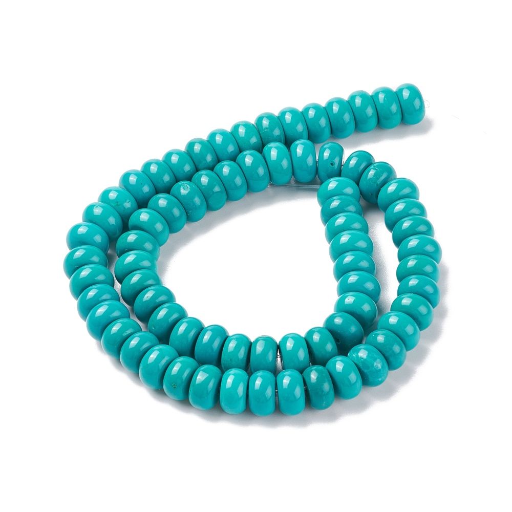 Natural Magnesite Beads Strands, Dyed, Rondelle, 10x5mm, Hole: 1mm, about 68pcs/strand, 15.7 inch(40cm)