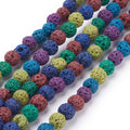 Natural Lava Rock Beads Strands, Dyed, Round, Colorful, 8mm