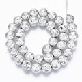 Electroplated Natural Lava Rock Beads Strands, Round, Bumpy, Silver, 10.5mm, Hole: 1mm, about 39pcs/Strand, 15.55 inch(39.5cm)