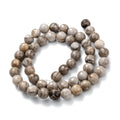 Natural Silver Leaf Jasper Beads Strands, Round, 8~8.4mm, Hole: 1mm, about 68pcs/strand, 15.94 inch(40.5cm)