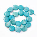 Natural Magnesite Beads Strands, Dyed & Heated, Faceted Coin Beads, Flat Round, 20x5~6mm, Hole: 1.4mm, about 20pcs/strand, 15.3 inch(39cm)