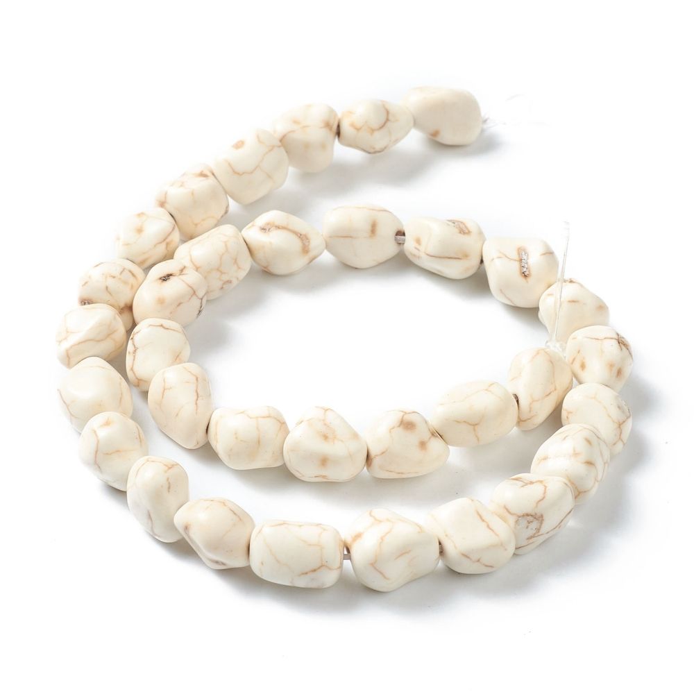 Magnesite Beads Strands, Nuggets, 11~12.5x8~10x7~9mm, Hole: 1.4mm, about 33pcs/strand, 13.70 inch(34.8cm)