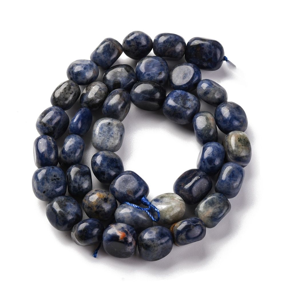 Natural Sodalite Beads Strands, Nuggets, Tumbled Stone, 9~17x8~12x6~8mm, Hole: 1mm, about 38pcs/strand, 15.55''(39.5cm)