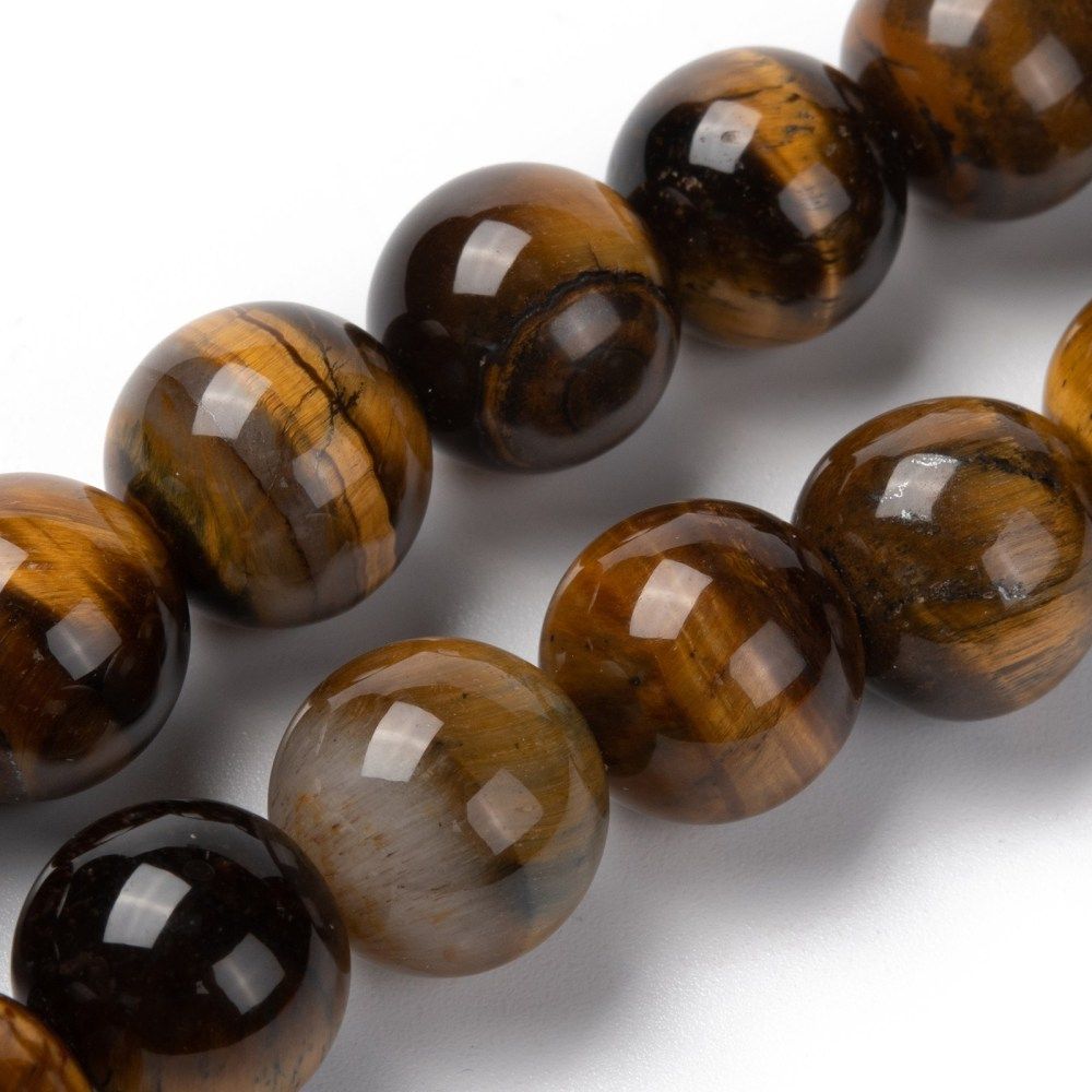 Natural Tiger Eye Round Bead Strands, 15.3 inch