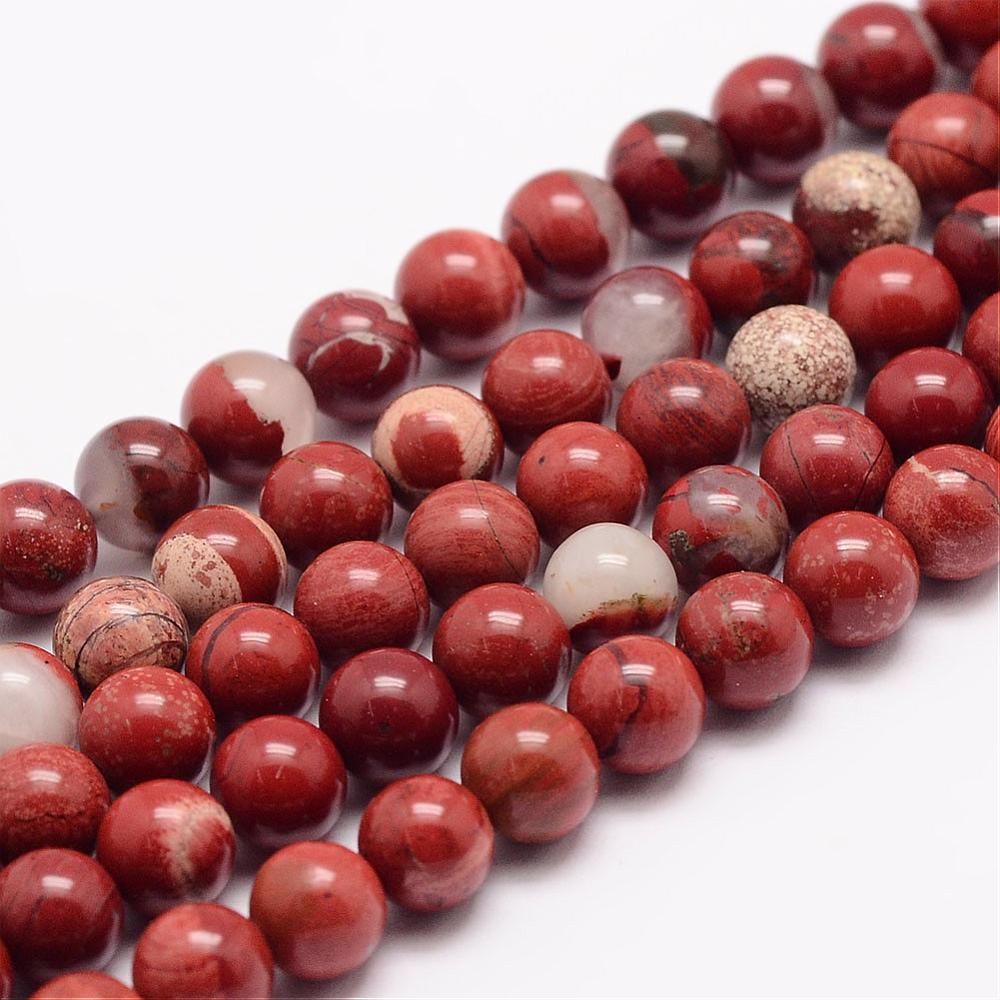 Natural Red Jasper Bead Strands, Round, 8mm, Hole: 1mm, about 45~47pcs/strand, 15 inch