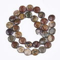 Natural Picasso Stone/Picasso Jasper Beads Strands, Flat Round, 12x4.5~5mm, Hole: 1mm, about 33~34pcs/strand, 15.3 inch~15.7 inch