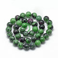 Natural Ruby in Zoisite Beads Strands, Round, 15 inch