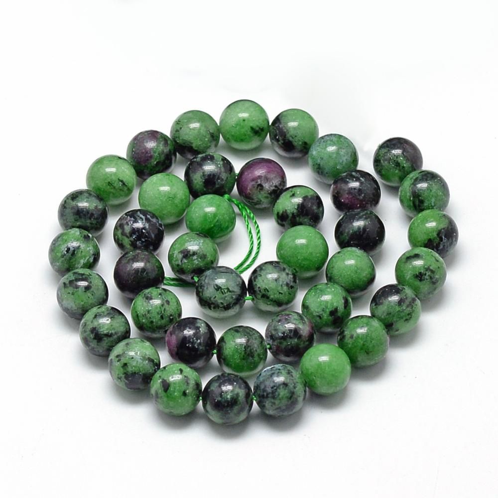 Natural Ruby in Zoisite Beads Strands, Round, 15 inch