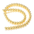 Electroplate Non-magnetic Synthetic Hematite Bead Strands, Round, Golden Plated, 10x9mm, Hole: 1~1.5mm, about 44pcs/strand, 15.4 inch
