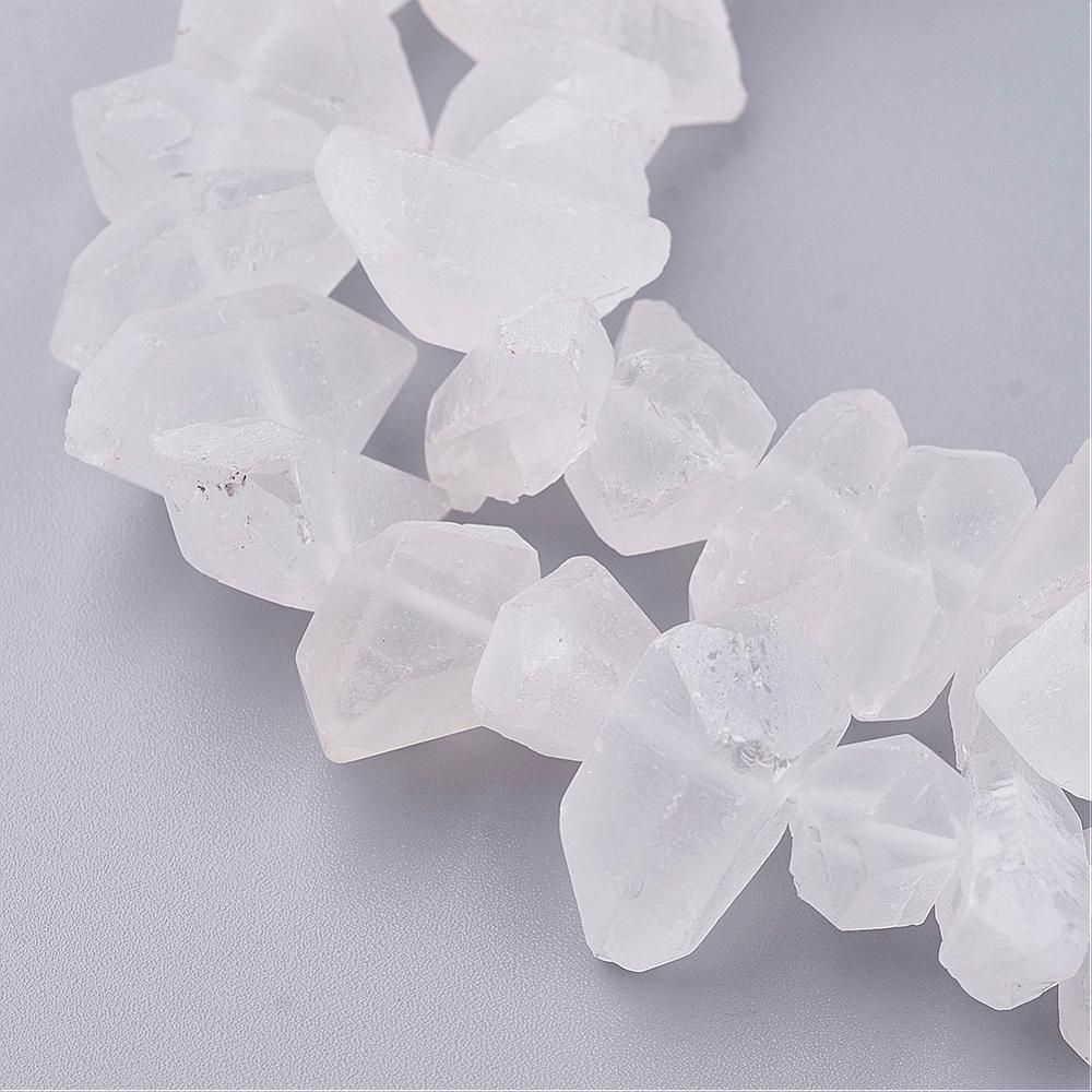 Natural Quartz Crystal Beads Strands, Rock Crystal, Nuggets, Frosted, 14.5~21.5x8~11x9~11mm, Hole: 1mm, about 45pcs/strand, 15.7 inch