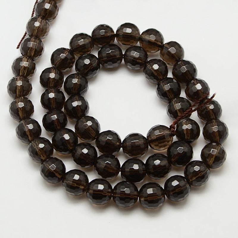 Smoky Quartz Beads Strands, Faceted(128 Faceted), Round