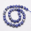 Natural Blue Spot Jasper Beads Strands, Faceted, Round, Blue, 6mm, Hole: 1mm, about 63pcs/strand, 15.55 inch