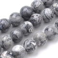 Natural Map Stone/Picasso Stone/Picasso Jasper Beads Strands, Round, 14.5 inch(37cm)