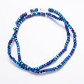 Electroplate Non-magnetic Synthetic Hematite Bead Strands, with Matte Style, Cube, Blue Plated, 3x3x3mm, Hole: 1mm, about 142pcs/strand, 15.7 inch