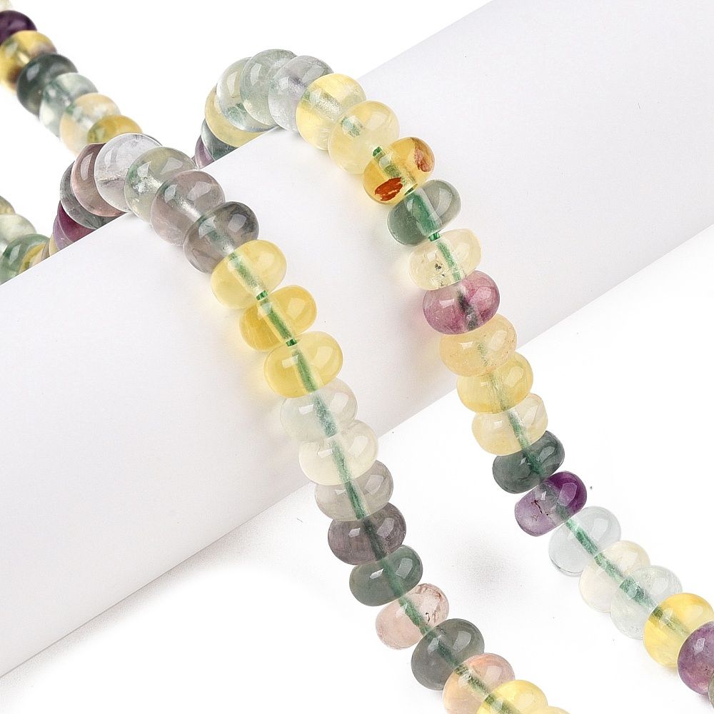 Natural Colorful Fluorite Beads Strands, Rondelle, 8x5mm, Hole: 1mm, about 41~44pcs/strand, 7.80~8''(19.8~20.5cm)
