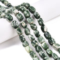 Natural Green Spot Jasper Beads Strands, Nuggets, Tumbled Stone, 7~12x6~8x5~7mm, Hole: 1mm, about 43~44pcs/strand, 15.47~15.63''(39.3~39.7cm)