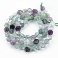 Natural Fluorite Beads Strands, Star Cut Round Beads, Faceted, 6~7x5~6mm, Hole: 1mm, about 59pcs/strand, 14.96 inch(38cm)