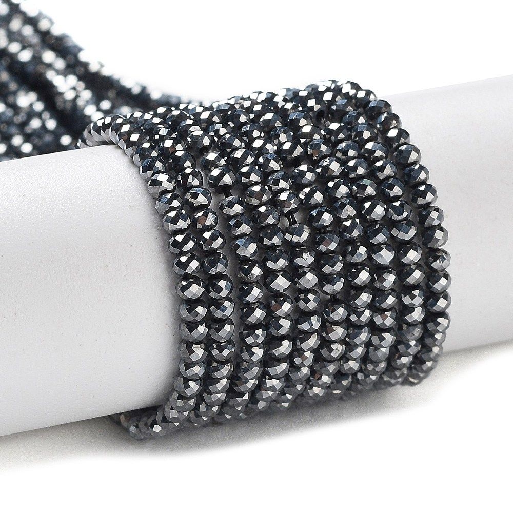 Terahertz Stone Beads Strands, Faceted, Rondelle, 2x1mm, Hole: 0.5mm, about 225pcs/strand, 14.96''(38cm)