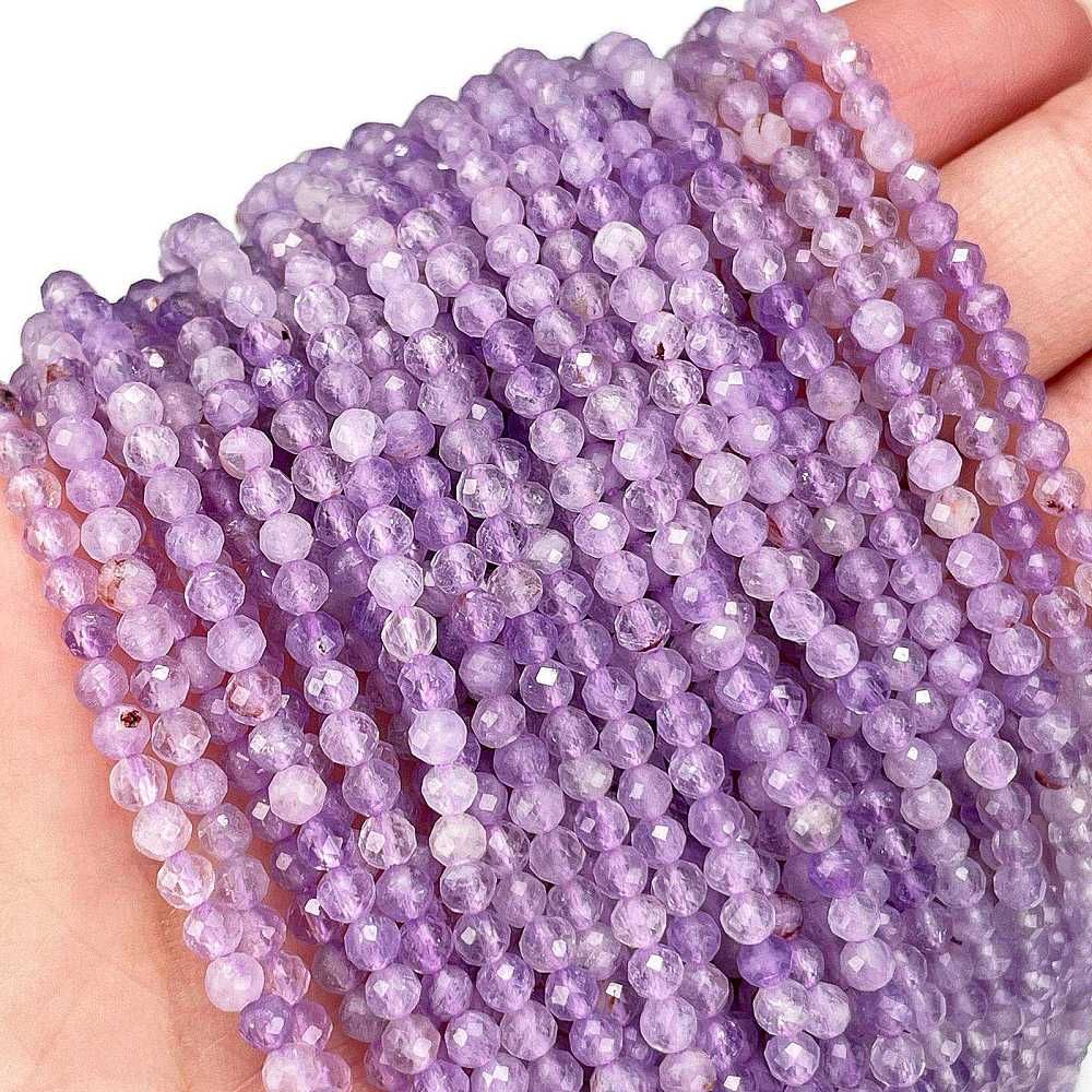 Natural Lavender Amethyst Beads Strands, Faceted, Round, 3mm, Hole: 0.6mm, about 135pcs/strand, 15.35 inch(39cm)