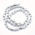 Electroplate Non-magnetic Synthetic Hematite Beads Strands, Nuggets, Platinum Plated, 7x4~5mm, Hole: 1mm, about 57pcs/strand, 15.7 inch(40cm)