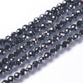 Terahertz Stone Beads Strands, Faceted, Round, 3~3.5x2.5~3mm, Hole: 0.3mm, about 114~141pcs/strand, 15.1~16.4 inch(38.4~41.8cm)
