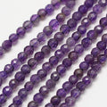 Grade A Natural Amethyst Bead Strands, Faceted Round, 3mm, Hole: 0.8mm, about 119pcs/strand, 14.96~15.35 inch