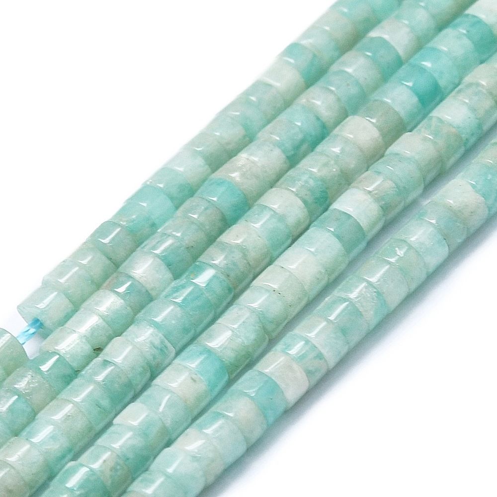 Natural Amazonite Beads Strands, Flat Round/Disc, Heishi Beads, 4x2mm, Hole: 0.5mm, about 153pcs/strand, 14.76''(37.5cm)