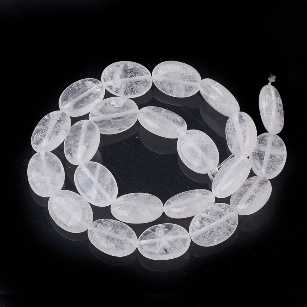 Natural Quartz Crystal Beads Strands, Rock Crystal Beads, Oval, , 15.7 inch