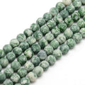 Frosted Natural Green Spot Jasper Round Bead Strands, 8, 14.9~15.6 inch