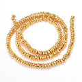 Electroplate Non-magnetic Synthetic Hematite Bead Strands, Rondelle, Faceted, Golden Plated, 7.5~8x4mm, Hole: 1~1.5mm, about 101pcs/strand, 15.7 inch